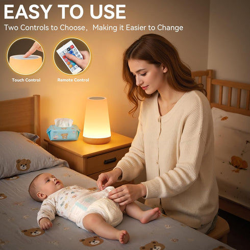 2 Pack Dimmable 13 5 Auxmir LED Night Light Bedside Lamp Touch and Remote Control Tabletop RGB Colors Changing