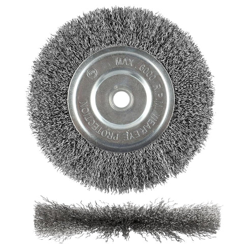 6-Inch Wire Wheel for Bench Grinder, 0.012 Carbon Steel, with 1/2" & 5/8" Arbor Hole