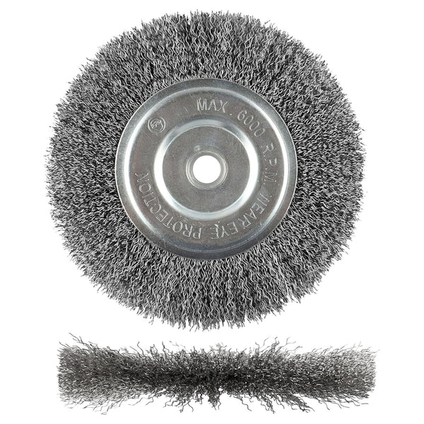 6-Inch Wire Wheel for Bench Grinder, 0.012 Carbon Steel, with 1/2" & 5/8" Arbor Hole