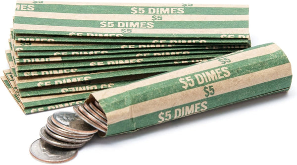 Dime Coin Wrappers, 100 Flat Striped Coin Wrappers