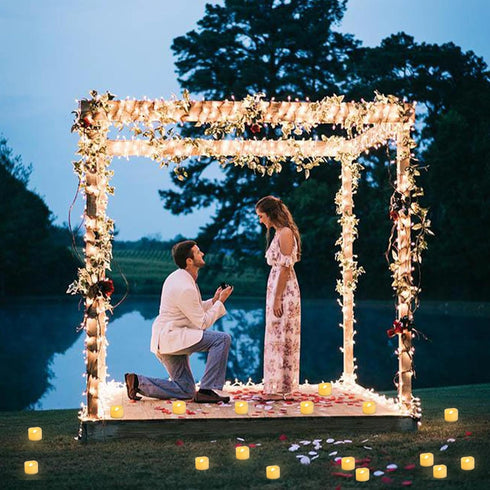 24 Pack 1.5" 1.2" x Battery Operated LED Tea Light Candles, Small Outdoor Flameless Flickering Votive Candles, Electric