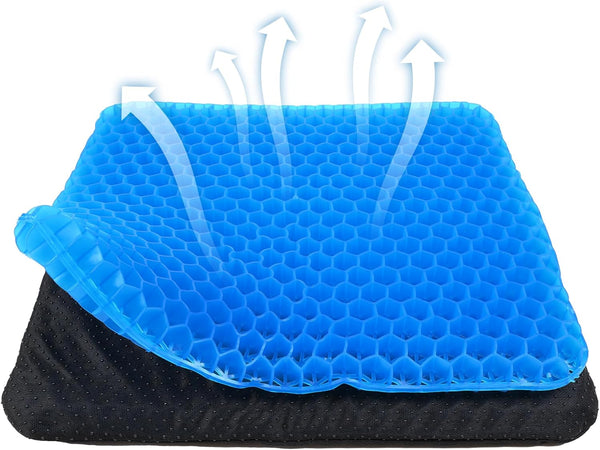 Gel Seat Cushion, Double Thick Egg Gel for Pressure Pain Relief, Breathable Wheelchair and Office Chair Pads