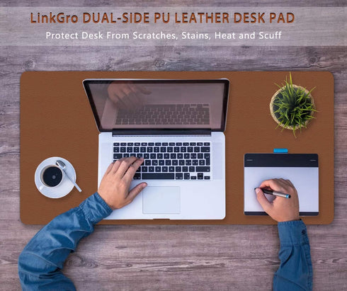 Writing Desk Pad Laptop Mat, PU Leather Desk Blotter Pad, Waterproof Durable Dual-Sided Writing Mat 16 X 24 Inch