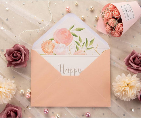 Paper Junkie Floral Envelopes for Invitations and Greeting Cards (Blush Pink, 5x7 in, 50-Pack)