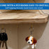YBhuoo 2PCS Fabric Wall Corner Shelf with Hooks, Wooden Cubicle Organizer Storage Shelf with Hangers Cubicle