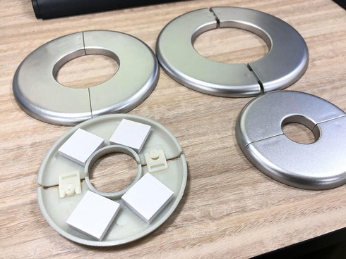 4 Pcs Wall Split Flange, ABS Round Self-Adhesive Escutcheon Plate for 2.5"/64mm in Silver