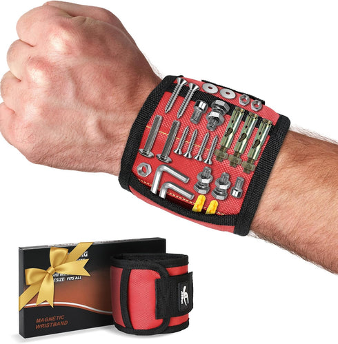 HiRui Magnetic Wristband for Tools Ultra-Strong 15 Neodymium Magnets Hold Screws, Nails