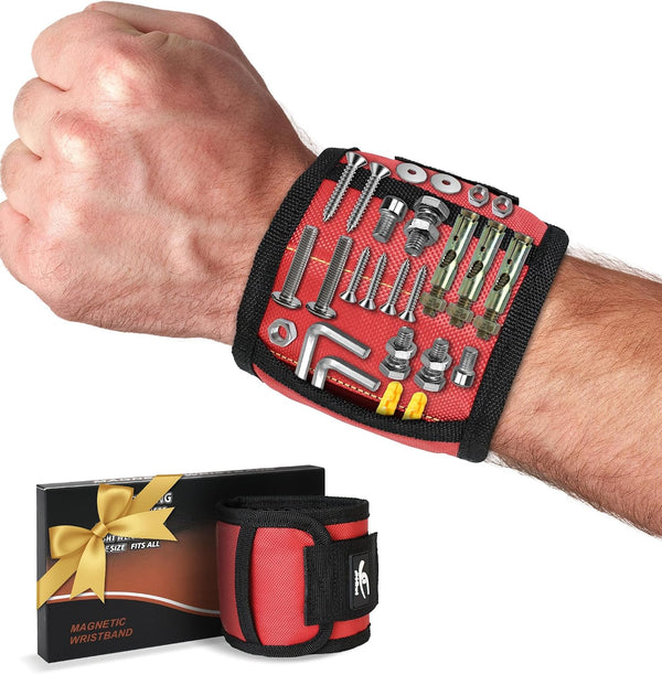HiRui Magnetic Wristband for Tools Ultra-Strong 15 Neodymium Magnets Hold Screws, Nails