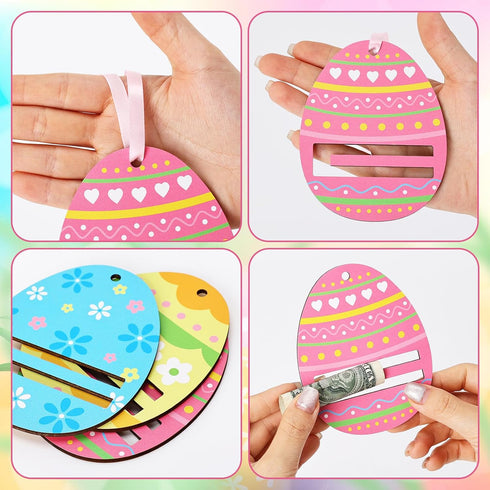 Set 6 Easter Money Holder Cards of Easter Eggs Bunnies Money Holder Cards for Easter Basket Tag Gift Card Money Gifts