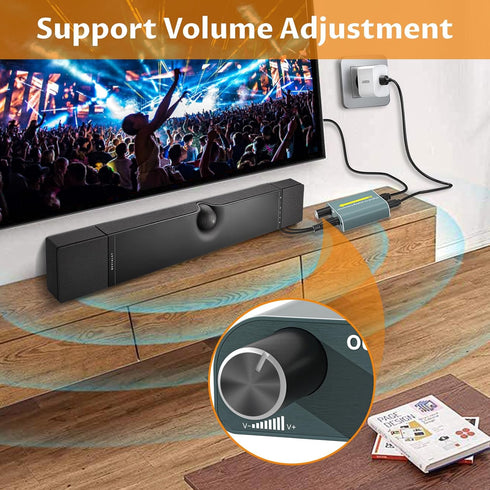 192kHz PS3 PS4 Optical to RCA Adapter DAC Digital to Analog Audio Converter with Volume Adjustment, Optical to Analog