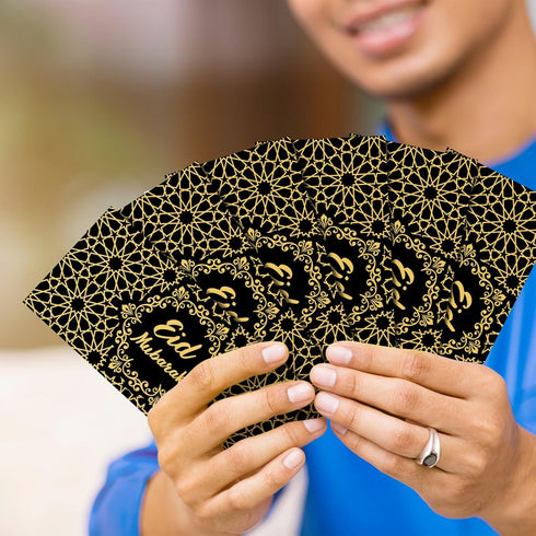Sinmoe 72 Pcs Eid Mubarak Money Envelopes Bulk 6.7 x 3.2 inch Gold Foil Cash Set for Eid