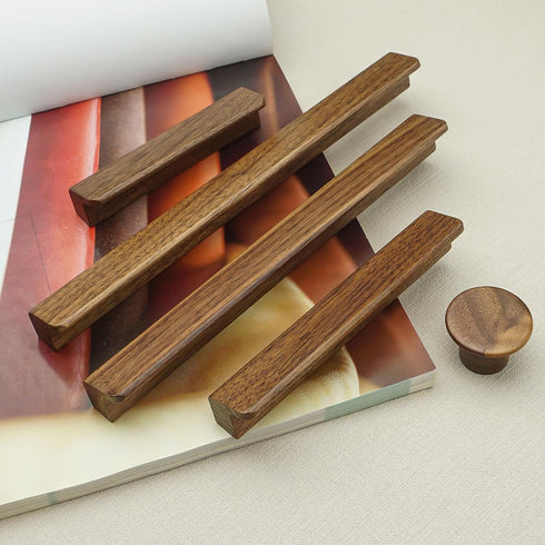3" (3" Walnut Wood Drawer Pull Handle Rustic Dresser Knob Pulls Kitchen Cabinet Pull Hardware Hole Centers)