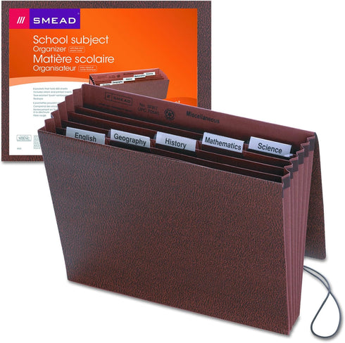 Smead 70540 School Subject File Organizer, 6 Pockets, Letter Size, Redrope