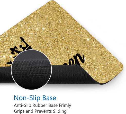Mouse Pad - Gold Glitter Quotes Crown Queen, Non-Slip Rubber Base Rectangle Mouse Pads for Laptop & Computer
