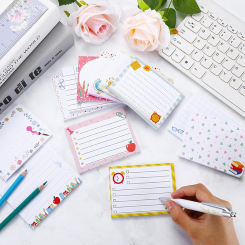 Gueevin 12 Pcs Cute Teacher Animal Pun Sticky Note Pads, 600 Sheets 3 x 4 Inch Memo Notepads for Teacher Appreciation