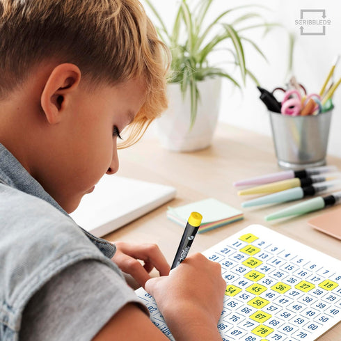 SCRIBBLEDO 9”x12” White Board Number Chart for First Grade Classroom, Small Math Practice Whiteboard