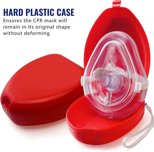 5 Pack w/O2 6.5 4.8 1.6 inches ASA TECHMED Medical CPR Rescue Mask, Adult Child Pocket Resuscitator, in Red Hard Case