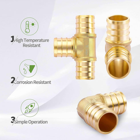 1/2" Lead-Free Brass Barb Crimp Pipe Fitting 90 Degree Elbow (Pack of 10) PEX 1/2 Inch Fittings