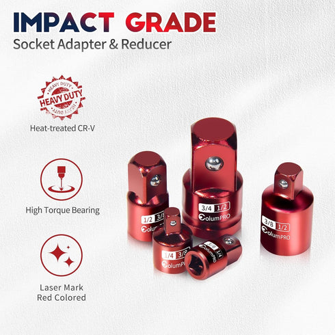 5PCS Impact Socket Adapter Set, Socket Converter & Reducer, 1/2 to 3/4, 1/2 to 3/8, 3/8 to 1/2, 3/8 to 1/4