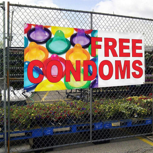 Fastasticdeals 4 Grommets 24x36Inches Vinyl Banner Multiple Sizes Free Condoms Red Rainbow Health & Medical Outdoor