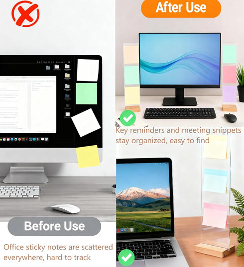Sorablu 2PCS Monitor Memo Board - Removable Sticky Note Holder for Computer Monitors, Transparent Acrylic Office Desk