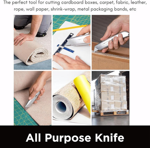 INTERNET'S BEST Premium Utility Knife Set - Retractable Box Cutter with Metal Handle & Extra Blades