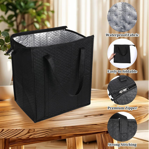 JOUTYFOR 6 Pcs Insulated Shopping Bags For Groceries Large Reusable Cooler Bags Thermal Totes With Zippered Top For Hot