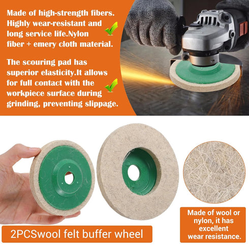 JOUTYFOR 18 Pack 4 Inch 14 3 Buffering Wheels Polishing Kit with Compound for Angle Grinder, Includes Pcs Nylon Fiber