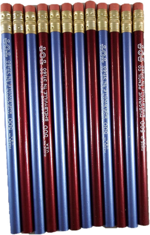 Jumbo TOT pencil, Round, 10mm Metallic Blue and Red, Med Soft Core (Package of 12) by Musgrave Pencils/beacon-ridge