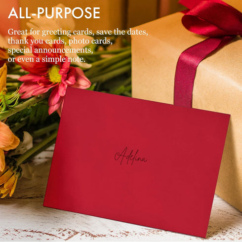 Invitation Envelopes - 100-Pack 5x7 A7 Envelopes for Invitations - Red, 5 1/4 x 7 1/4 Inches
