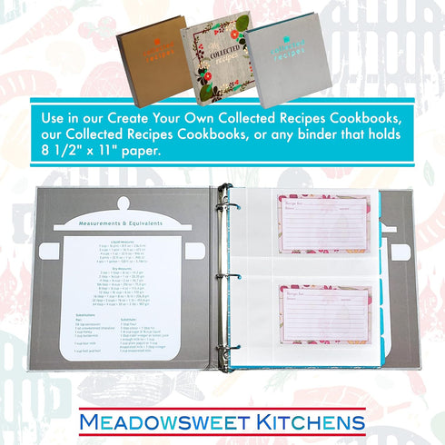 Recipe Card Protector Pages, 15 Clear Plastic Protectors for 4" x 6" Recipe Binder