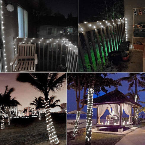 2-Pack 39FT 100LED IP65 8 Brightown Solar Rope Lights, Solar Outdoor Lights Waterproof Solar Powered Fairy Lights