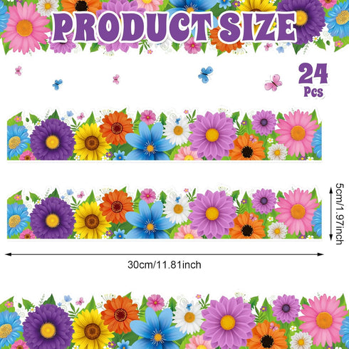 Capoda 24 Pcs Spring Magnetic Borders for Classroom Whiteboard Bulk Flowers Magnetic Border Strips Spring Floral Bulletin Board Border Trim for Chalkboard Wall Door School Office Teachers Decor by Capoda