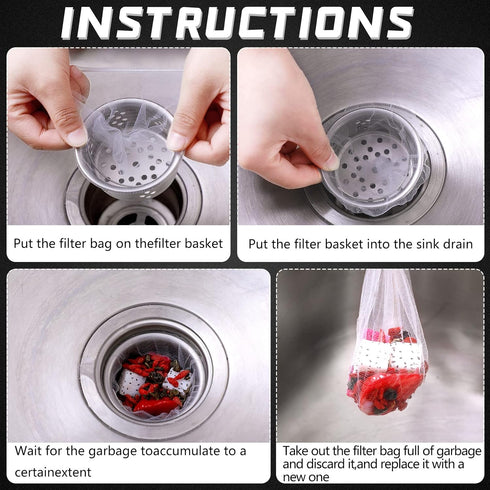 500 Strainer(4.7 6 Inch) Suclain Pcs Disposable Mesh Sink Strainer Bags, Elastic Kitchen Sink Strainer Filter Mesh