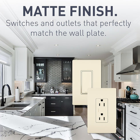 TM874LACC6 15 4-Way (1 Count) Legrand radiant Amp Rocker Wall Switch, Decorator Light Switches, Light Almond