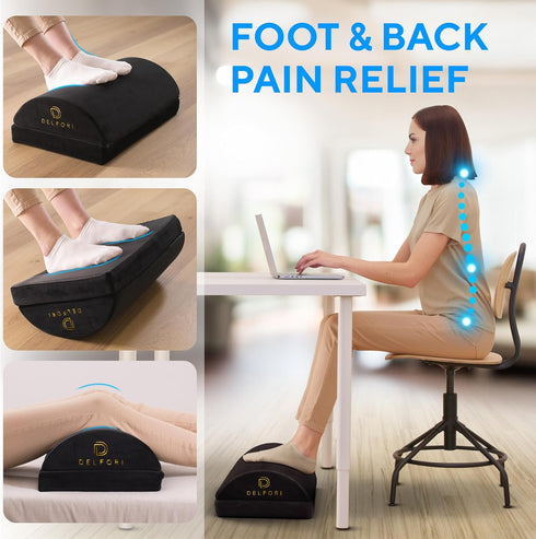 Premium Under Desk Footrest, Ergonomic Memory Foam Foot Rest for Home, Office, Gaming Chair, Back Pain Relief