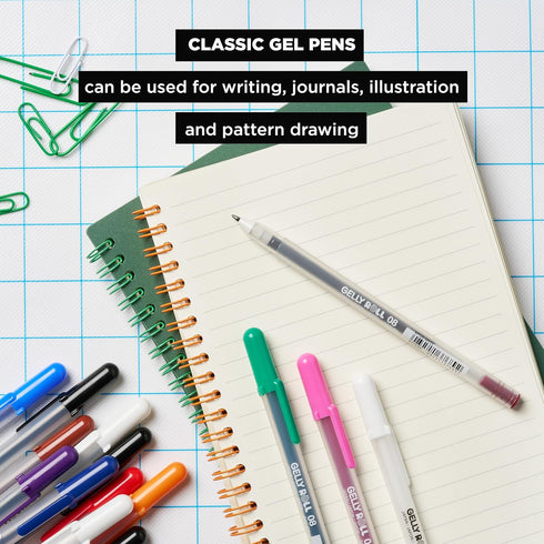 SAKURA Gelly Roll Gel Pens - Fine Point Ink Pen for Journaling, Art, or Drawing, Classic Black Ink, 6 Pack