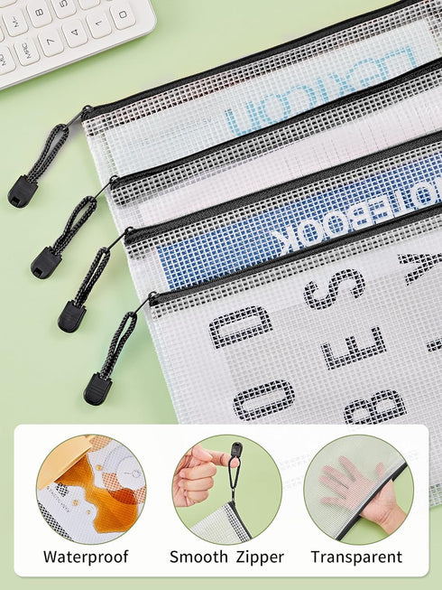 JARLINK 20 Pack Zipper Mesh Document Pouch, 6x9 Inch/A5, Plastic Water-Resistant File Bags for School, Office,