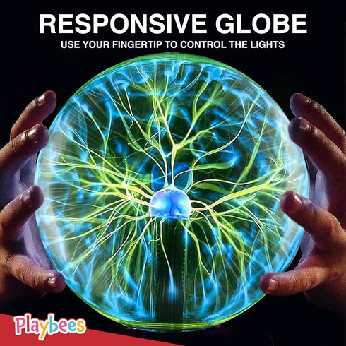 7 Inch Bulb Playbees Green Plasma Ball - - Tesla Coil Static Electricity in a Vacuum Pressurized Glass Globe, Nebula