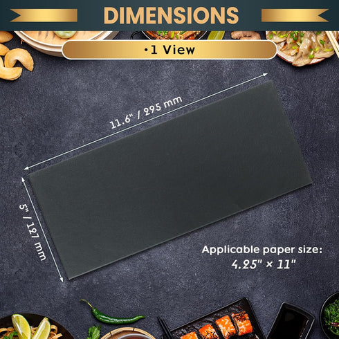 6 Pack 1 4.25" 11" View Menu Holder Menu Covers x | Black PU Leather Menu Sleeves Book Style for Restaurant Coffee Bars
