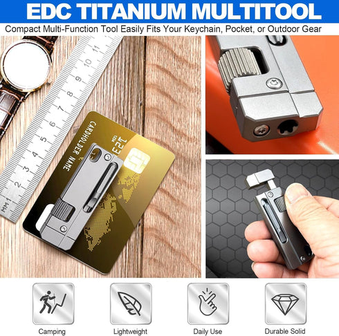 zavcurp Titanium Keychain Wrench Mini EDC Adjustable Spanner with Screwdriver, Pocket Tool for Everyday Carry, Travel