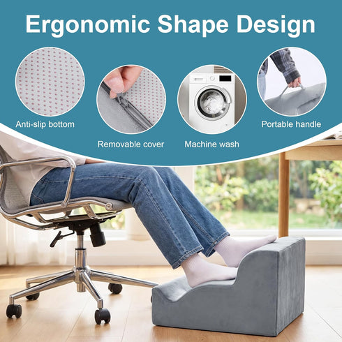 BALAPET Ergonomic Foot Rest Under Desk, Large Leg Rest for Desk with High Density Foam, Office Foot Stool for Chair