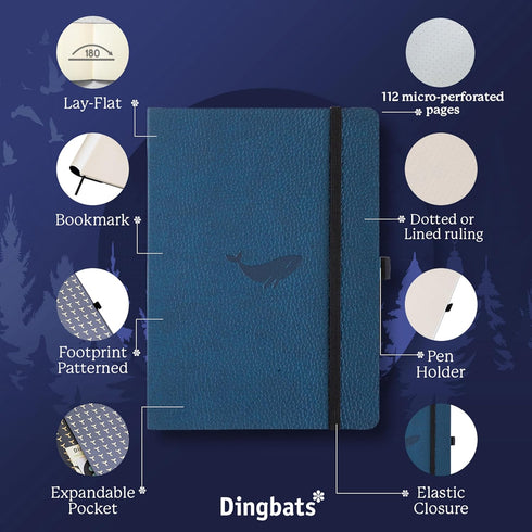 Dingbats A5 Wildlife Lined Notebook Journal, Premium Vegan Leather Softcover Executive Journal for Women & Men, Writing