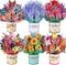 6 Pack Paper Flower Pop Up Cards, Flower Bouquet Card Popup 3D
