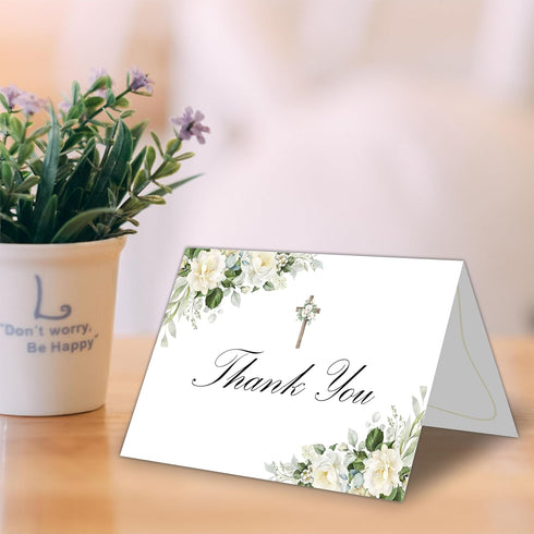 Ebned 30 Pack 4x6")- A01 Thank You Cards With Envelopes And Stickers - Watercolor Cross Flower Thank You Cards - Gift