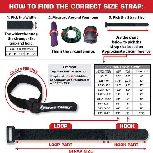Reusable Cinch Straps 2" x 72" (Usable Length 64") - 4 Pack, Strong Gripping Hook and Loop Securing Straps