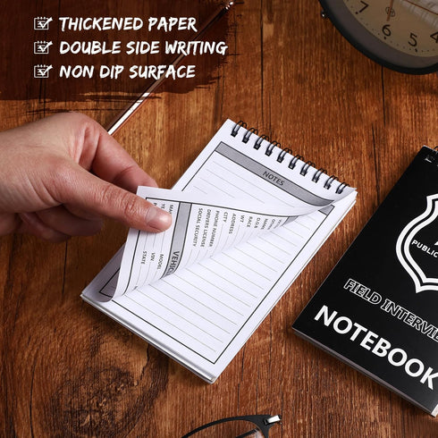 Teling 12 Pcs Public Safety Police Field Interview Notebook, 70 Sheets/140 Pages for Law Enforcement Officers