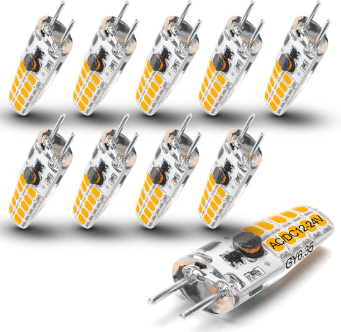 GY6.35 LED Bulb, 2W Equivalent 20W Halogen, 2700K Warm White, Non-Dimmable, 10 Pack for Landscape Chandelier