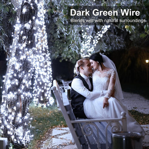 100FT 300 8 LED Christmas Lights, White Outdoor String Lights Waterproof with Modes, Plug in Connectable Fairy Twinkle