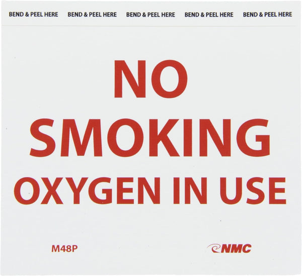 NMC M48P NO SMOKING - OXYGEN IN USE Sign, 6 in. x 5 in., Pressure Sensitive Vinyl, 1 Count